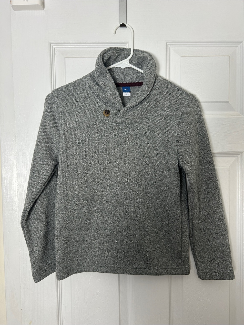 Old Navy Kids Gray Shawl-Collar Pullover Hoodie with Button